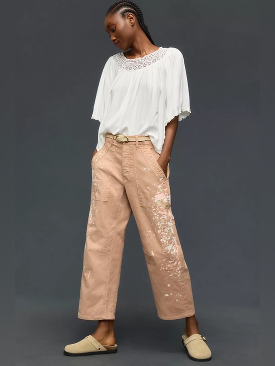Pilcro Pants - Pilcro Anthropologie Light Peach Orange Millie Low-Slung Barrel Pants